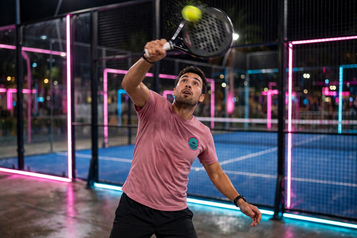 After Hours chest logo tee in mauve, action shot